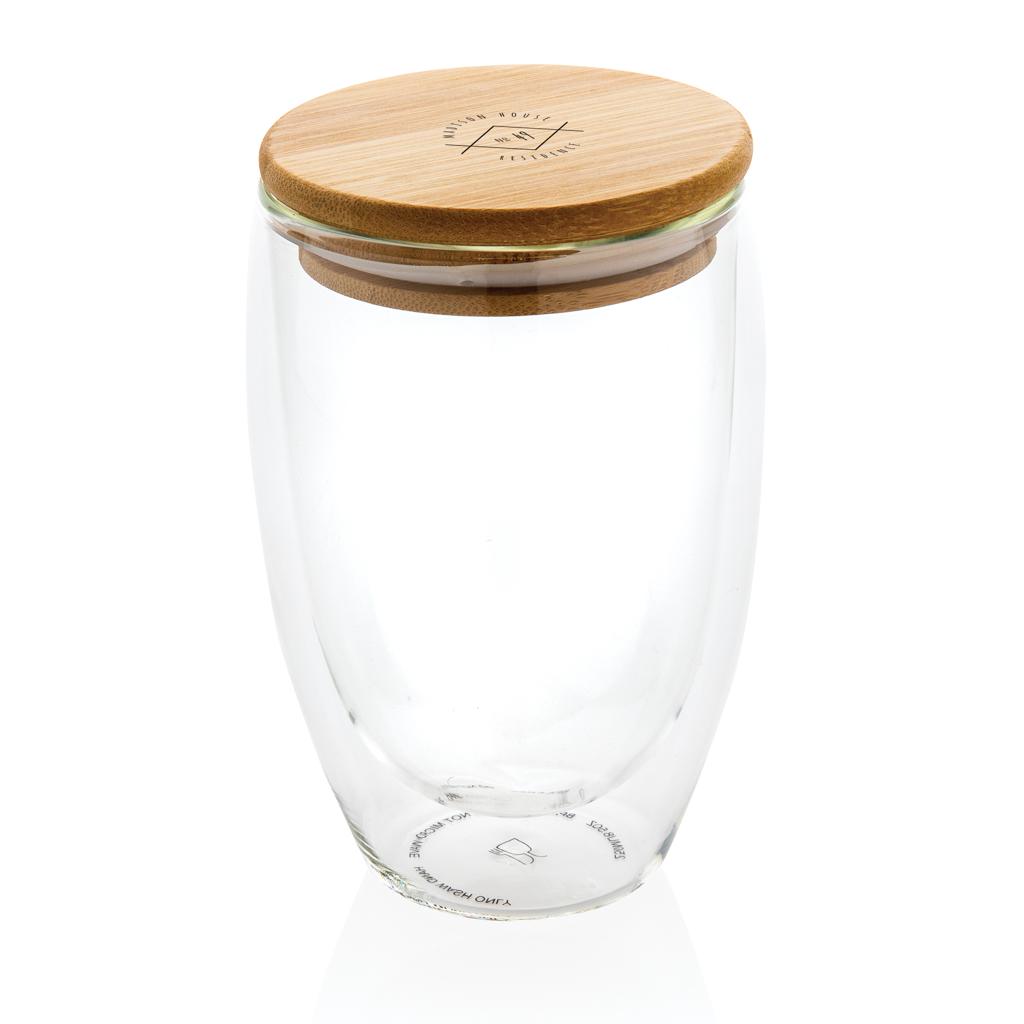 Bild på Glas Dubbelväggigt 350ml med bambulock
