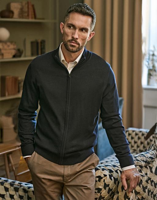 Stickad tröja TeeJays Full Zip