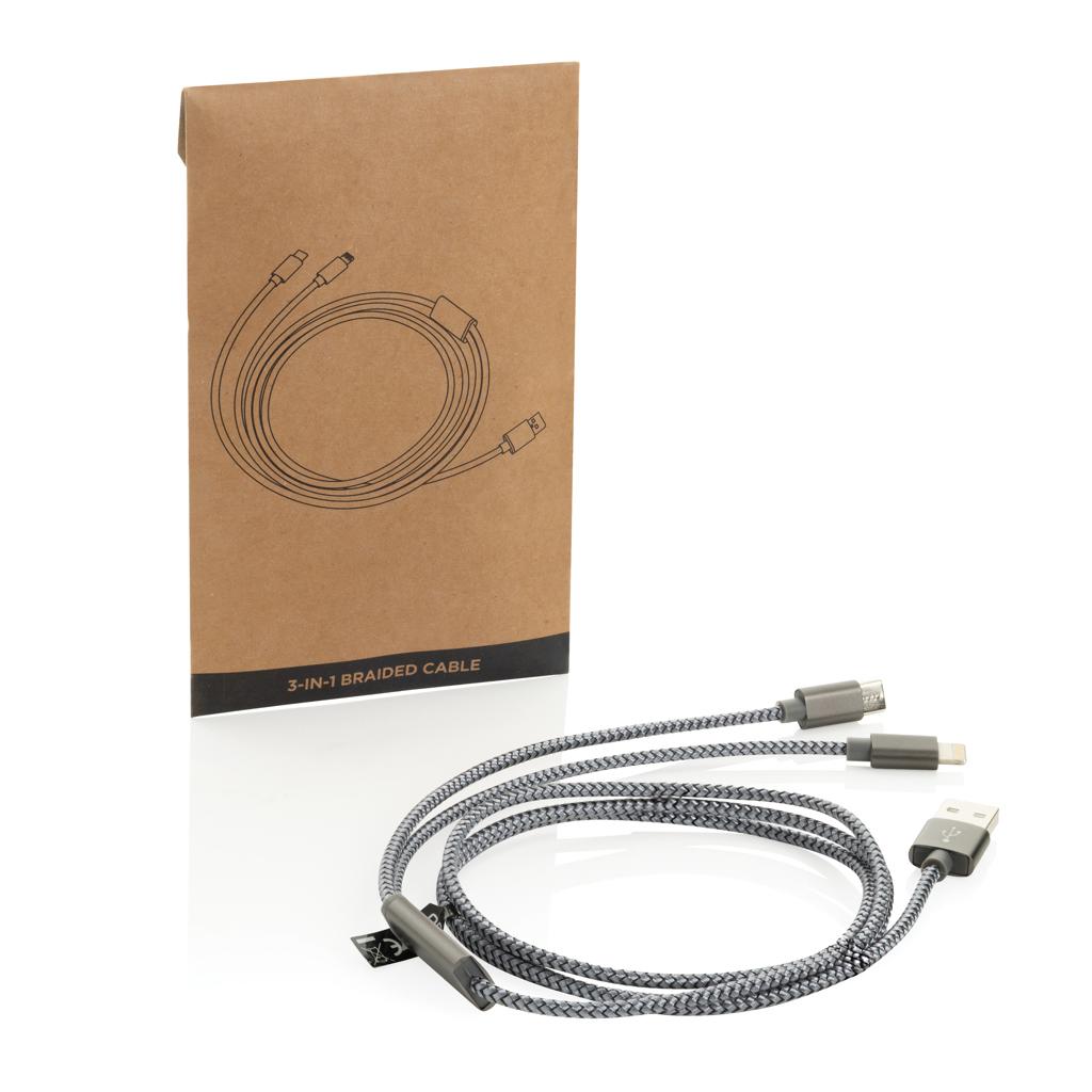Bild på Laddningskabel Flätad 3-i-1 10W