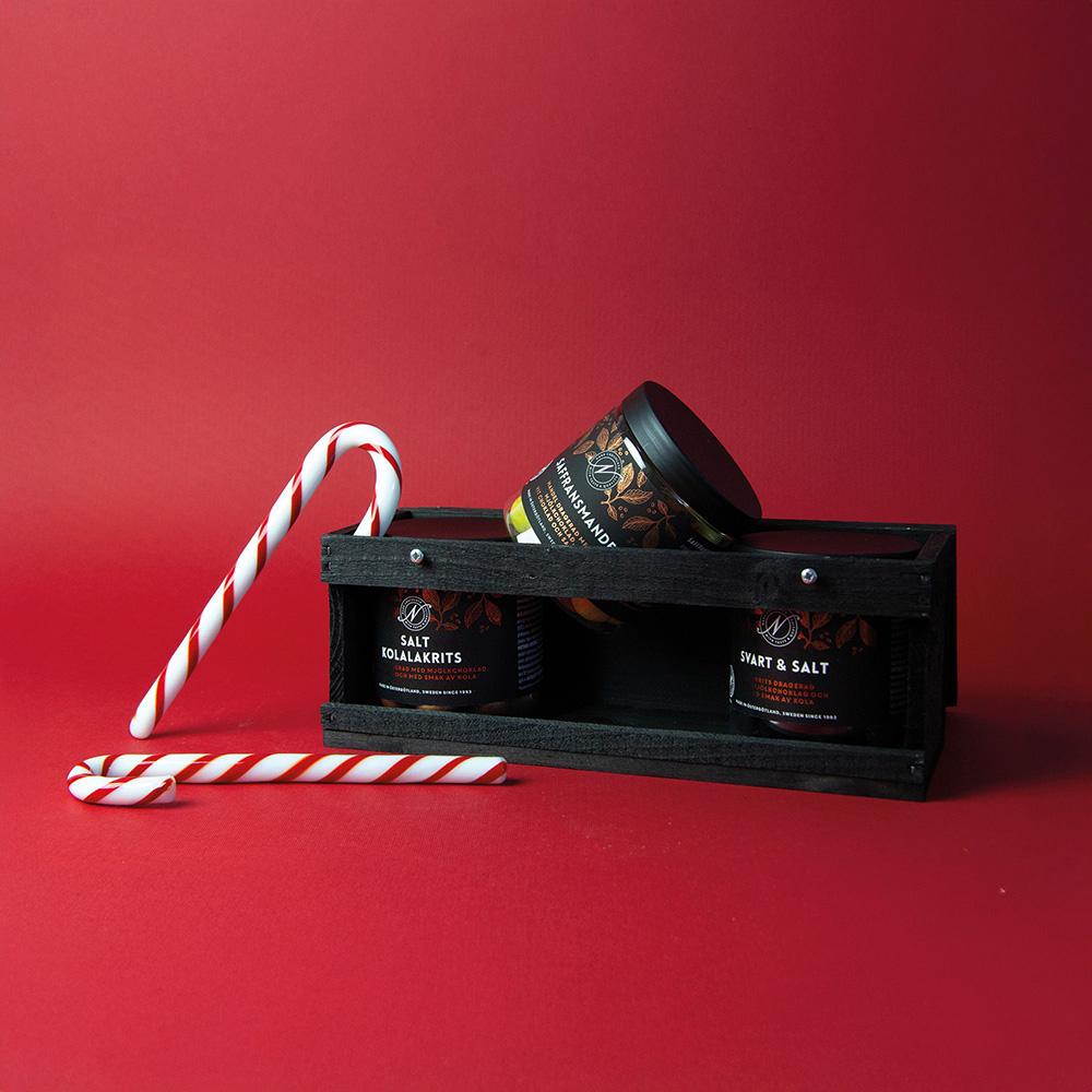 Bild på Träbox med Narr godis 450g Bild på Träbox med Narr godis 450g