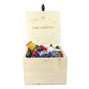 Trälåda med inbränd logotyp exempel