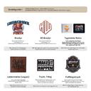 Guide till kepsdekoration: brodyr och 3D brodyr, tygmärke retro, lädermärke (vegan) samt 1-färgstryck och fullfärgstryck, inklusive begränsningar och rekommenderad minsta texthöjd.